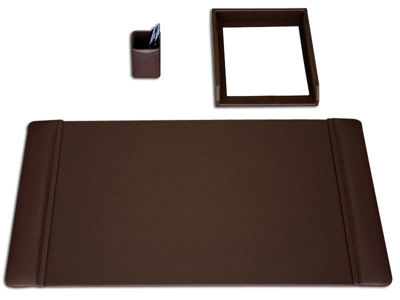 Chocolate Brown Leather 3Pc Desk Set WAUCUSD3437